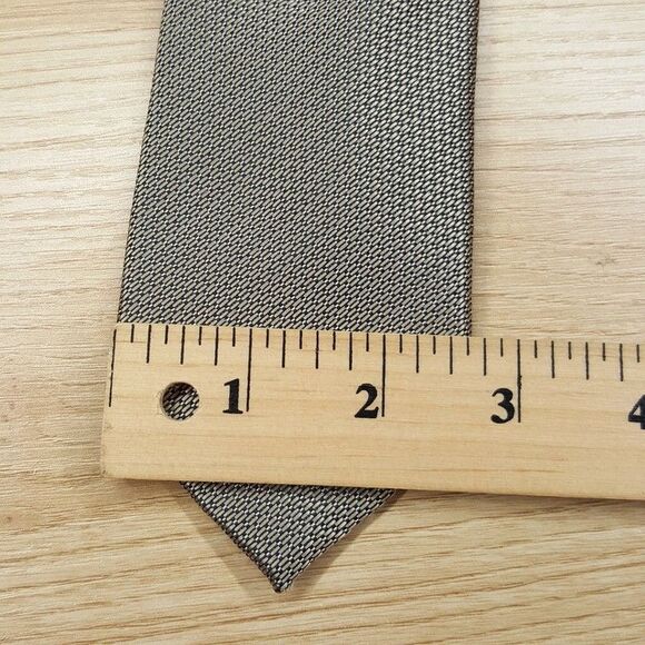 ALFANI Mens Neck Tie Tan Geo Micro Weave Classic Pointed - Picture 5 of 6